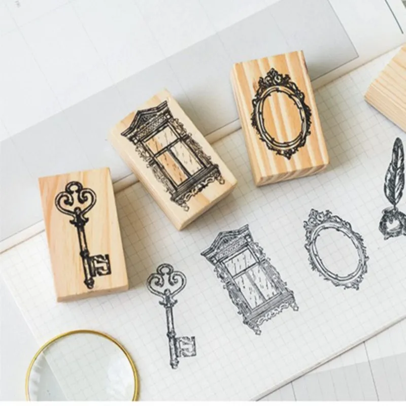 Mo.Card винтажная Готическая корона перо деревянный штамп Декоративные Канцтовары