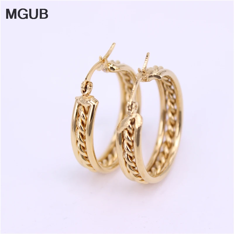 Женские серьги из нержавеющей стали шириной 6 мм 30 LH517|gold stainless steel earrings|gold earrings