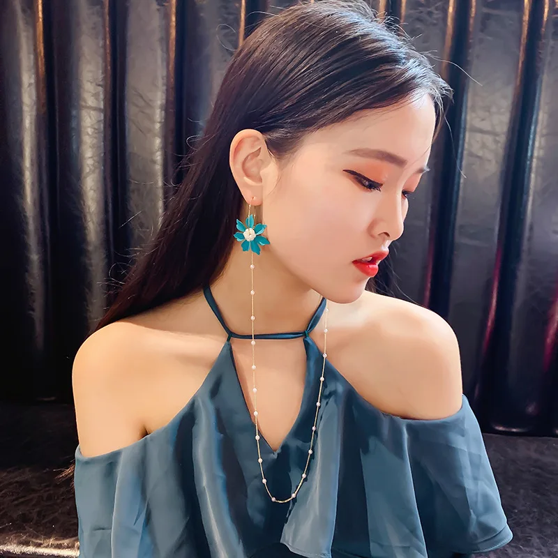 2019 Корея Горячие Модные серьги ожерелье один ювелирные изделия краска цветок