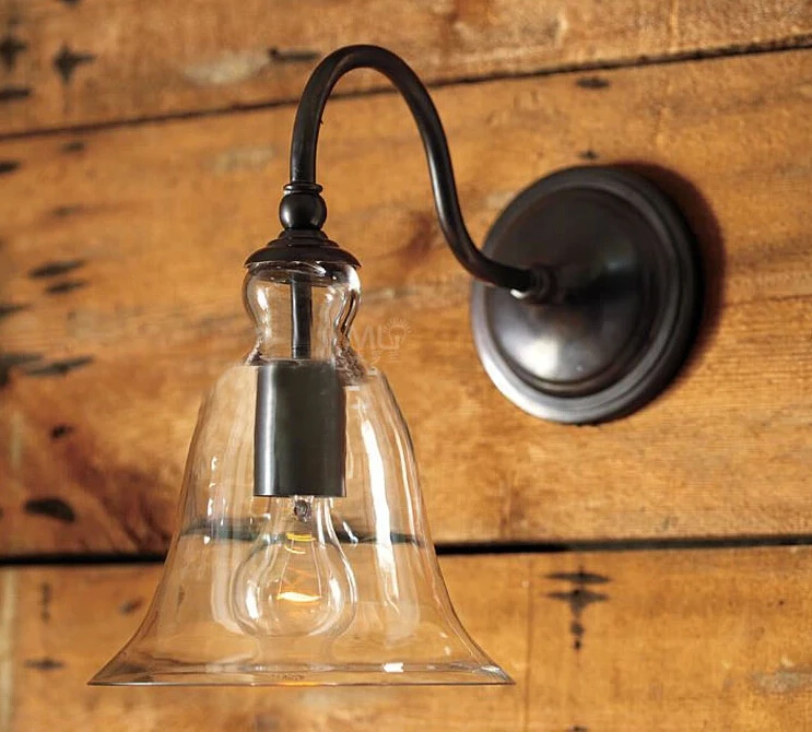 Современный домашний декор железная стеклянная настенная лампа в стиле кантри