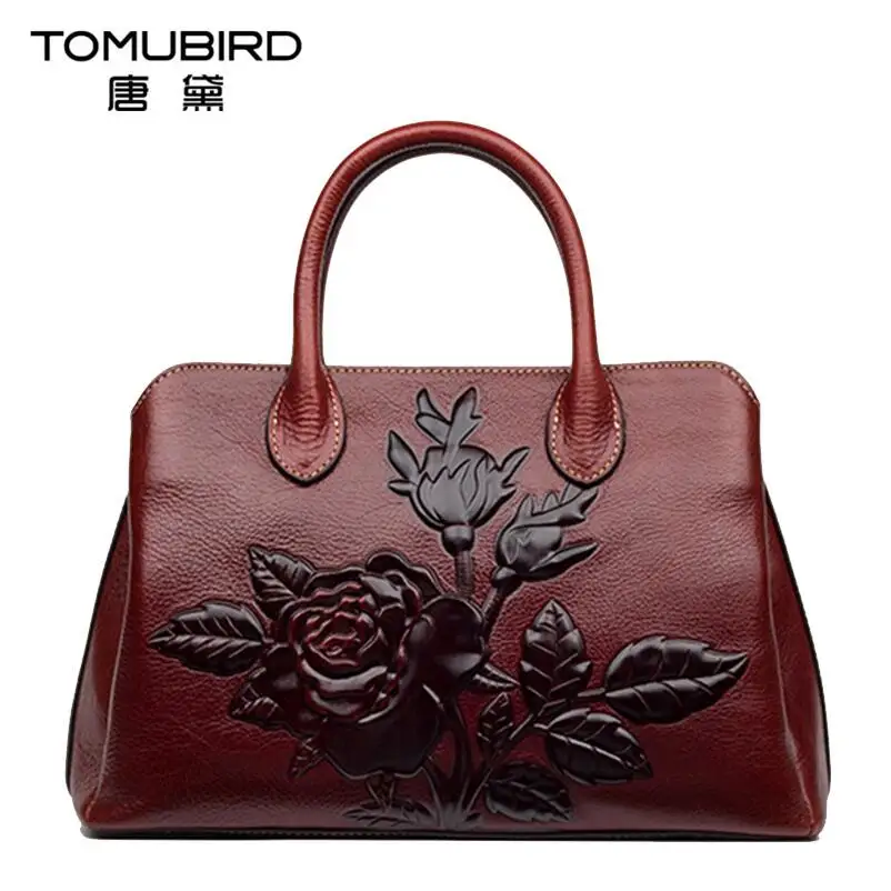 

2020 New women bag genuine leather brands high quality cowhide embossing fashion retro women handbags shoulder messenger bag