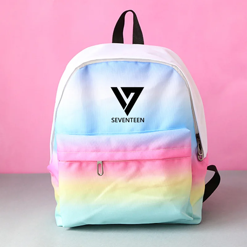 Новый kpop SEVENTEEN 17 группа SEUNGCHEOL тот же градиент розовый синий цвет Холщовая Сумка