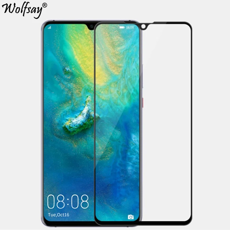 Protector de pantalla de vidrio templado para Huawei Mate 20, cubierta completa de pegamento, 2 HMA-L29.-0