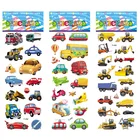 12 разных листов, Мультяшные автомобильные наклейки, 3D наклейки, игрушки, самолет, автомобили для детей, дневник, записная книжка, украшения, подарки