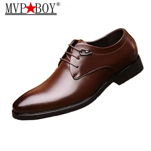 Мужские демисезонные Кожаные Туфли-оксфорды MVP BOY, Классические деловые туфли, остроносые туфли, большой размер 38-43, 2018