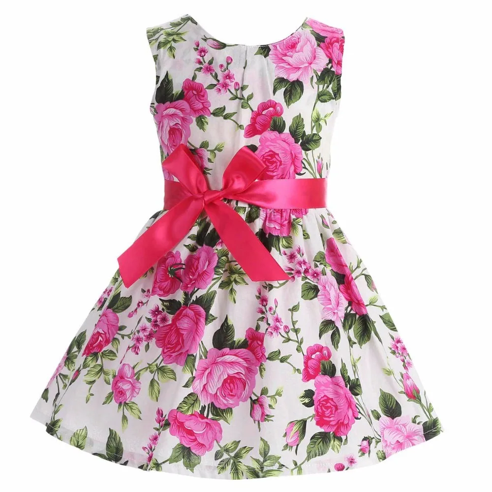платья для девочек хлопок Цветок одежда платье летнее безрукавный принцесса
