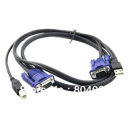 KVM-кабель-переключатель 2 в 1 5 м USB 0 тип А 4 контакта + стандартный VGA SVGA 15 контактов