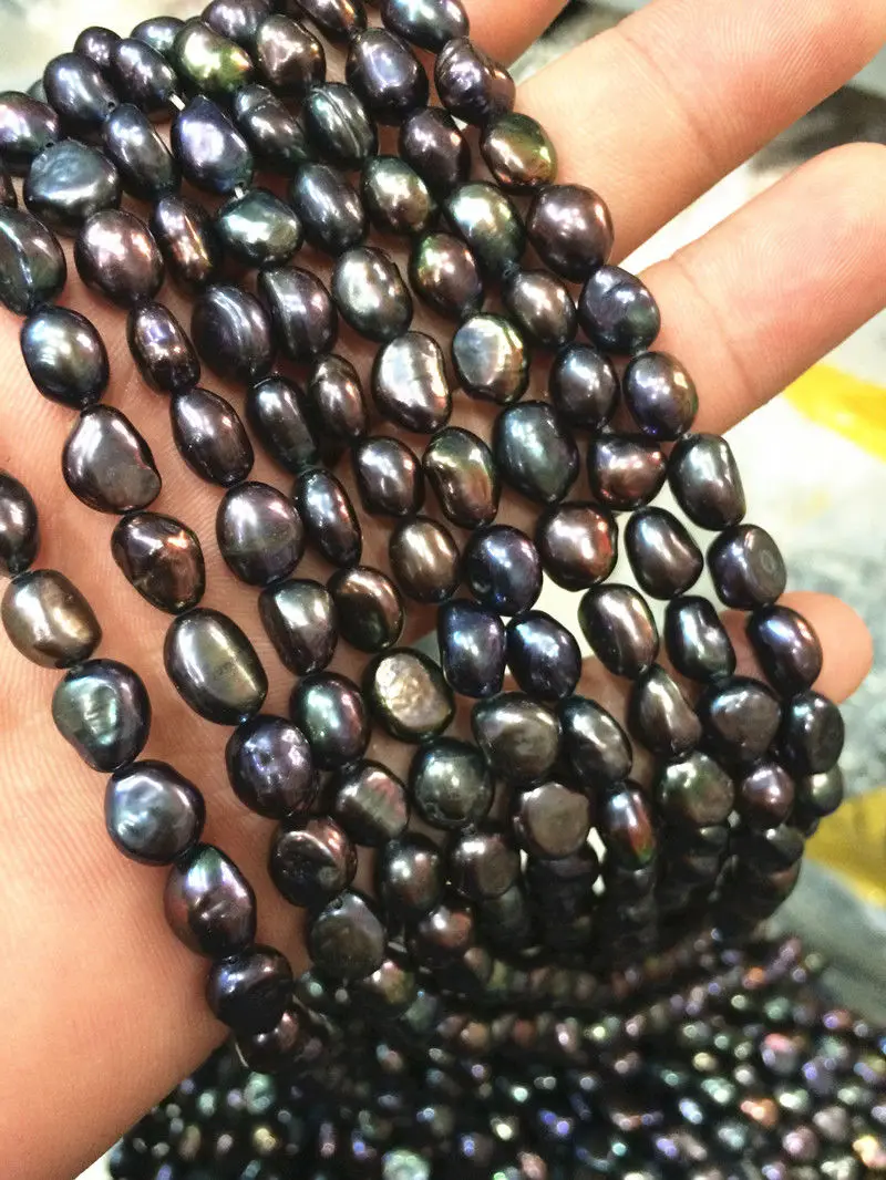 Натуральные бусины из таитянского Черного Жемчуга 7 8 мм в стиле барокко 14