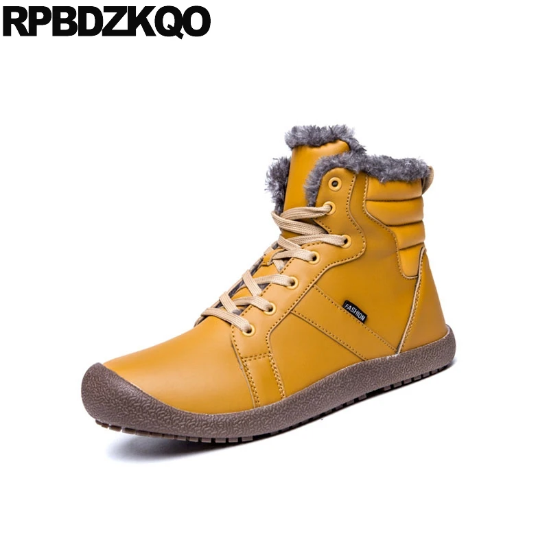 Желтый 2021 Челси удобные размера плюс мужские зимние сапоги теплые слипоны