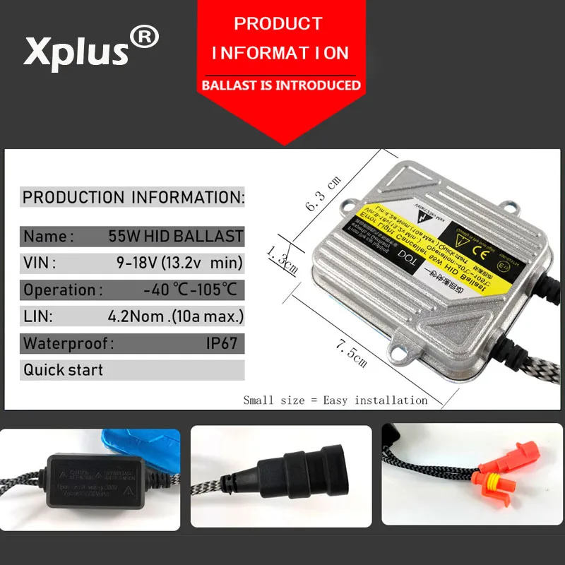 Xplus 55 Вт быстрый запуск HID ксеноновый комплект 2 шт. Балласт H1 H3 H4 H8 H7 H9 H11HB3 HB4 9005 9006 880