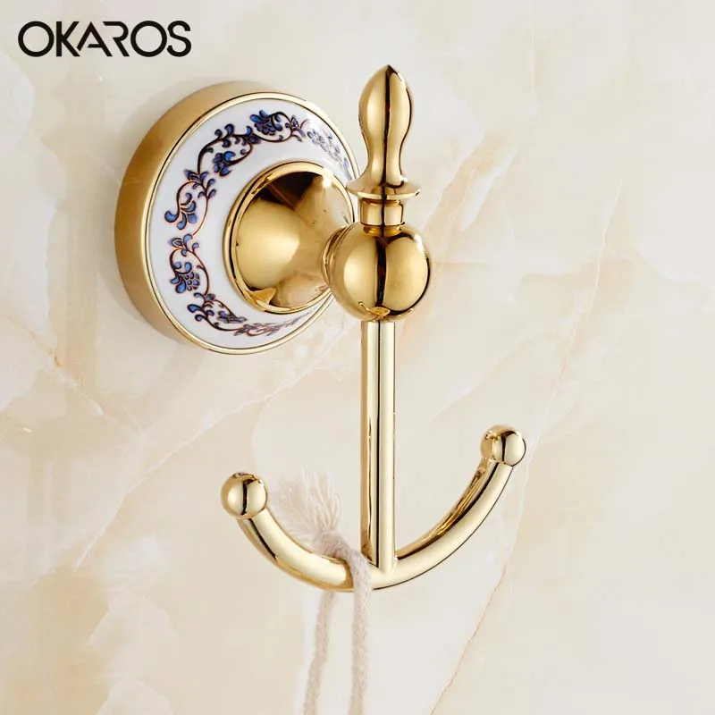 Крючок для халата OKAROS крючок одежды хромированный Золотой полотенец из