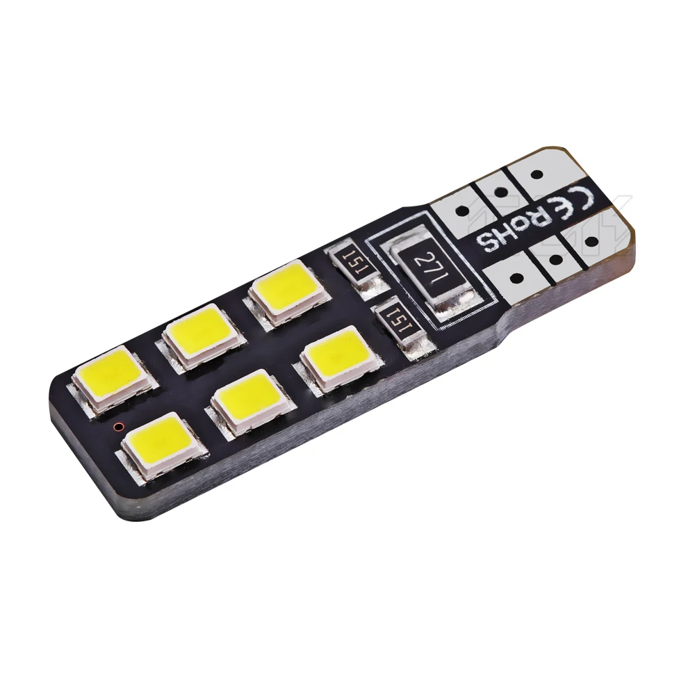 100 шт./лот белый CANBUS T10 светодиодный 12smd 2835 Светодиодный W5W без ошибок автомобиля 12 V Автомобильный источник света на танкетке стильные автомобильные световой сигнал
