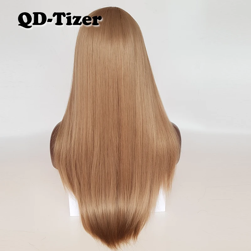 QD-Tizer мягкий парик с кружевом спереди из волокна блонд прямые синтетические передние волосы на кружеве парики женские batural волосы линии парик