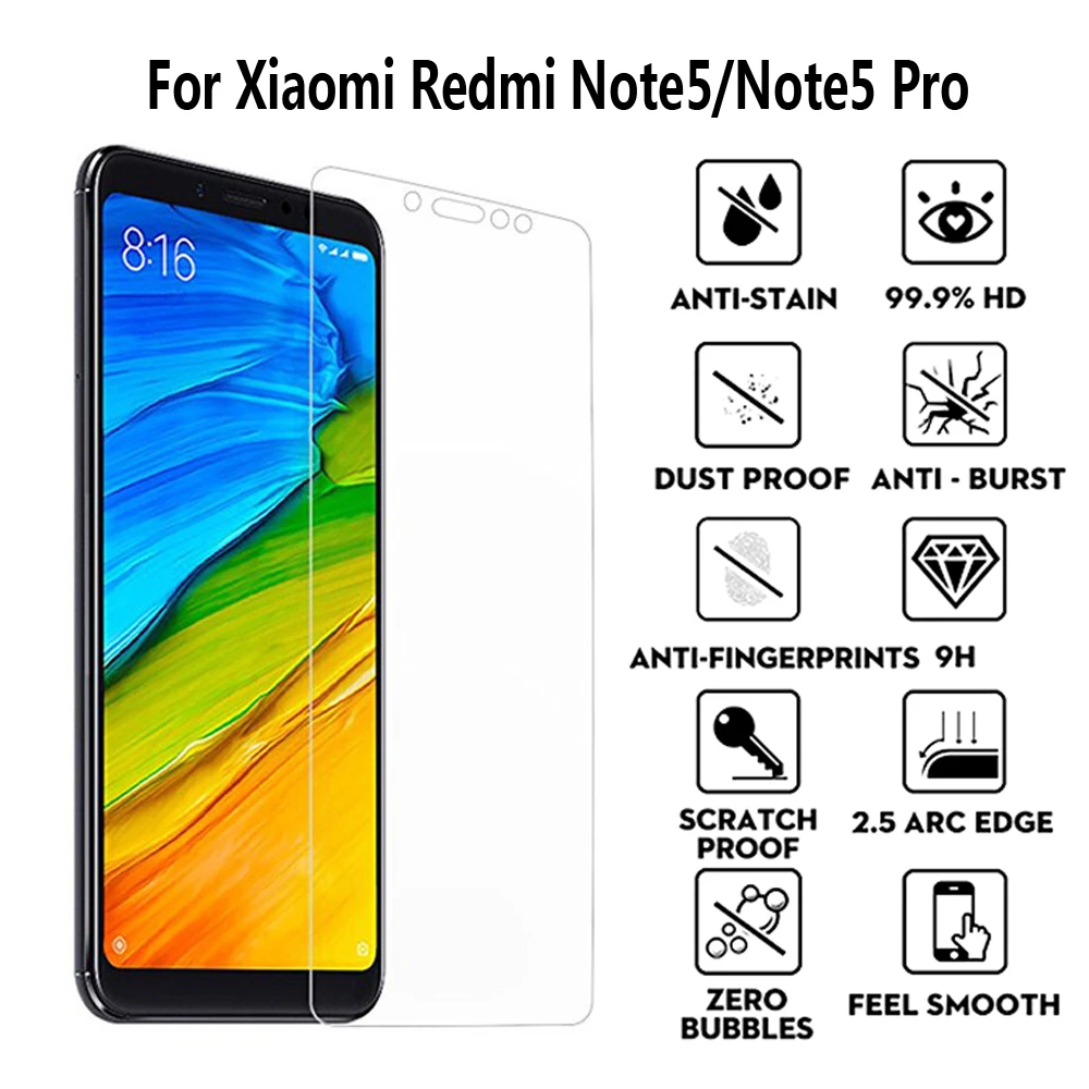 2 шт. Защитное стекло для Xiaomi Redmi Note5 9H твердость 2.5D Закаленное пленка Pro защита