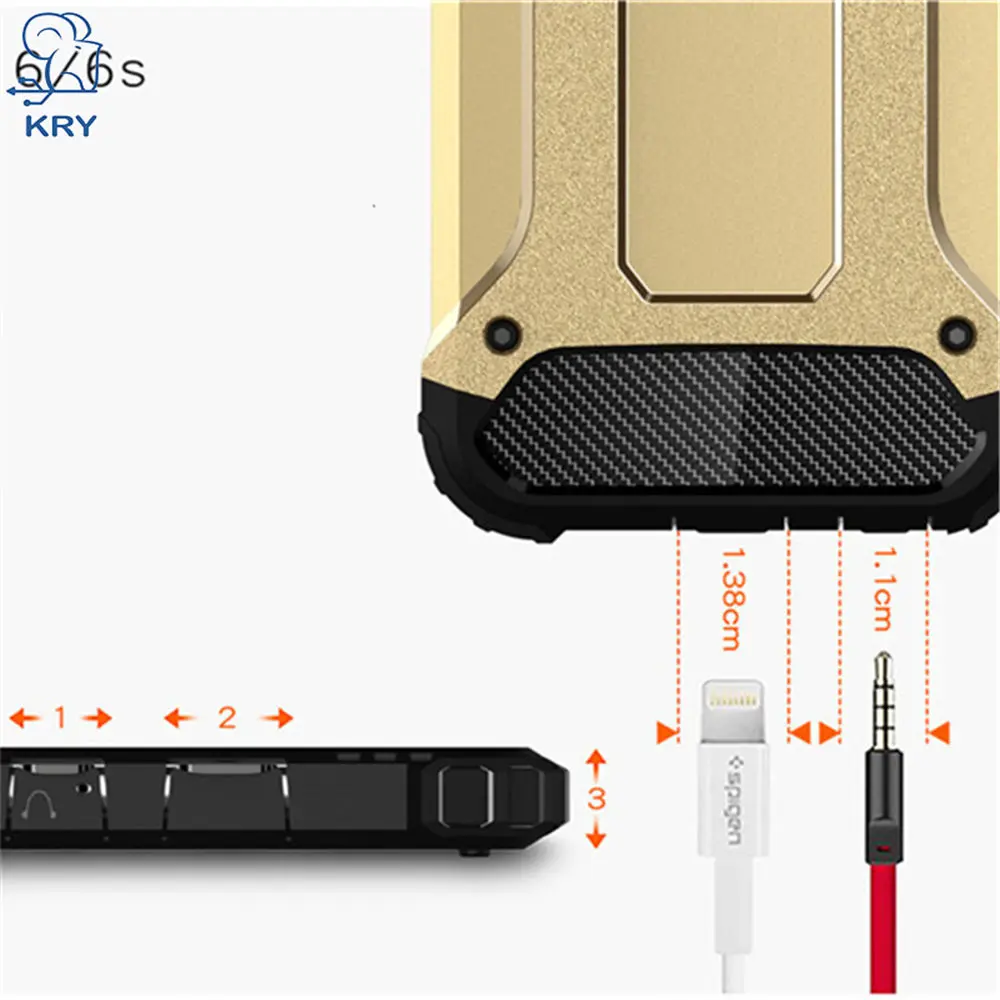 KRY Silicone Soft TPU Phone Cases For iPhone 6 Case Plus PC Plastic Dual Cover 6S Capa Coque |