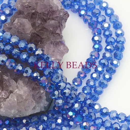 Оптовая продажа 100 шт. 6 мм Королевский синий AB ограненные хрустальные стеклянные