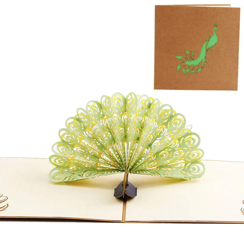 S home красивый дизайн 3D выдвижная поздравительная открытка ручной работы Павлин