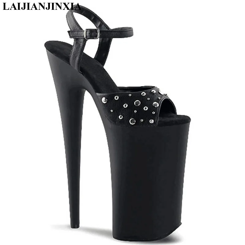 LAIJIANJINXIA Ladies sexy party high heels, platform baking 20 cm high heel sandals, rivet decoration, dancing shoes