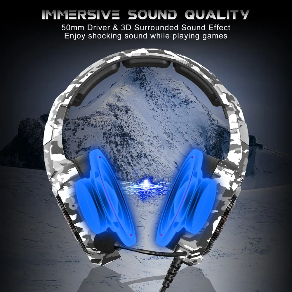 ONIKUMA K8 PS4 игровая гарнитура casque PC Gamer Стерео Игровые наушники с микрофоном светодиодный фонарь для XBox One ноутбука