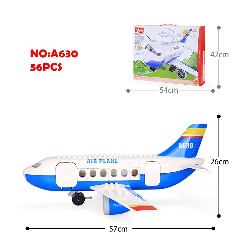 63Pcs DIY 57cm Large Airbus Aircraft Airplanem Model Plane Building Blocks Sets Kids Boys Gifts Bricks Toys | Игрушки и хобби