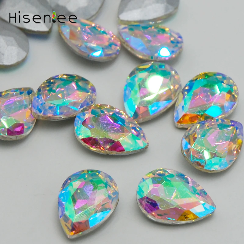 Стразы стеклянные в форме слезы 6 размеров все цвета наклеиваются на ногти своими