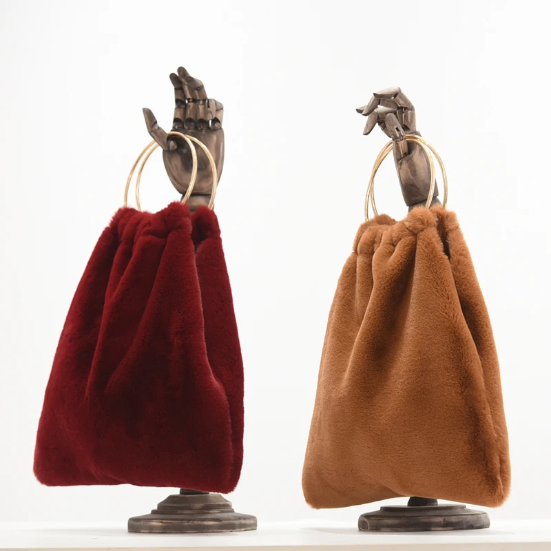Роскошная дизайнерская женская меховая сумка из искусственного меха