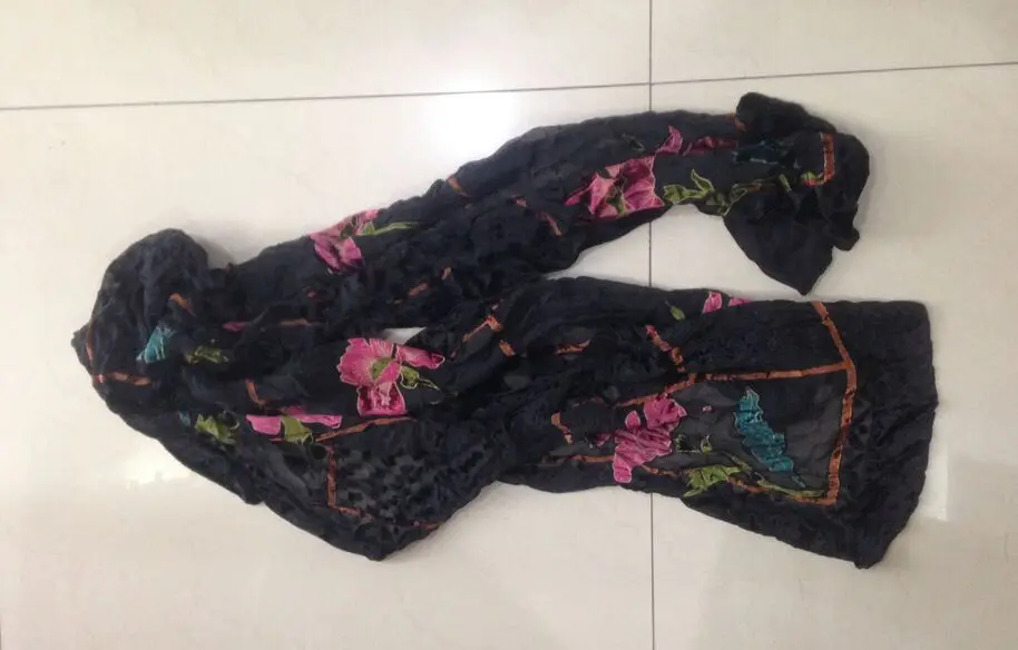 Новый выгорающий Шелковый бархатный шарф шаль 145*25 см 30 шт./лот #4014 |