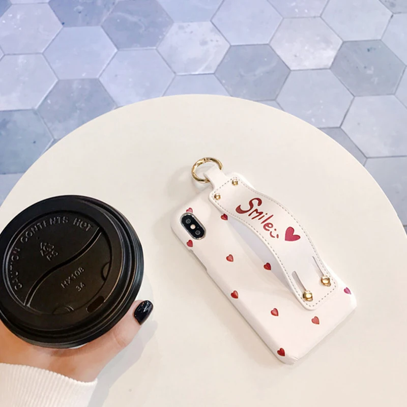Чехол для телефона GlamPhoneCase Red Love Heart с ремешком iphone X 8 8plus 6 plus Жесткий 7plus 7 6S + Мода |