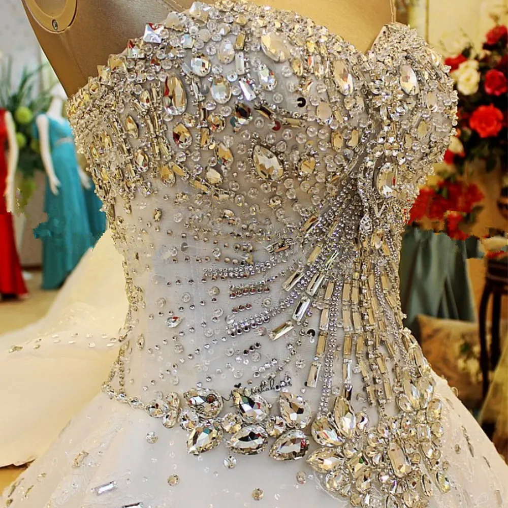 

Ensotek Luxury High-end Crystal Beaded Lace Wedding Dress 2020 New Princess Bridal Dress Embroidery Sweetheart Wedding Gowns
