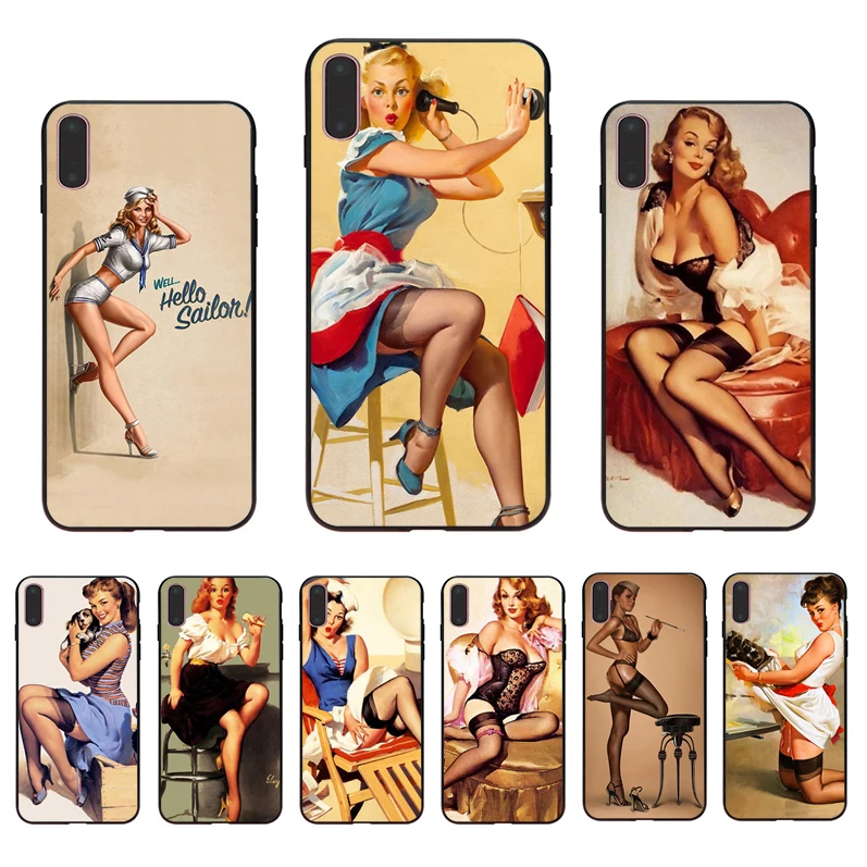 

IMIDO PinUp Girls Pin Up Girl Queen Coque Shell Phone Case For Iphone 6 6S 6PLUS 6SPLUS 7 8 7PLUS 8PLUS X XS XR XSMAX 5 5S SE