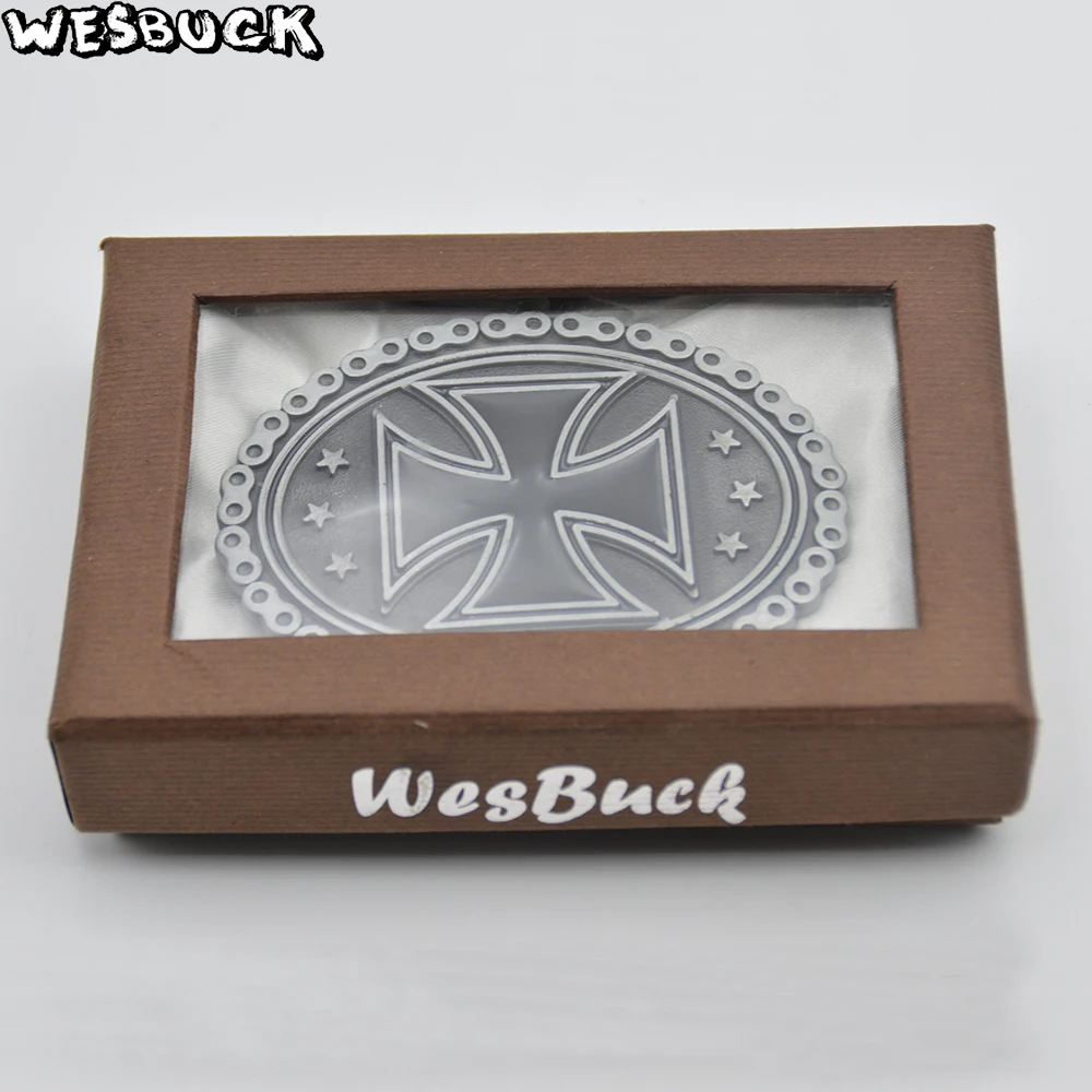 

5 PCS MOQ Wholesale WesBuck Brand New Style High Quality Cross Men's Belt Buckle With Oval Metal Cowboy Belt Head With PU Belt