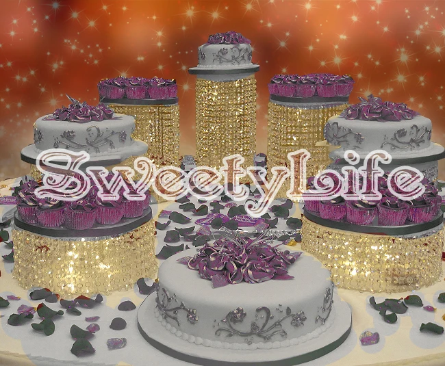 

Crystal round circular clear wedding cake stand- Wedding centerpiece- Wedding Cake Display - 7PCS/lot - Wedding supply