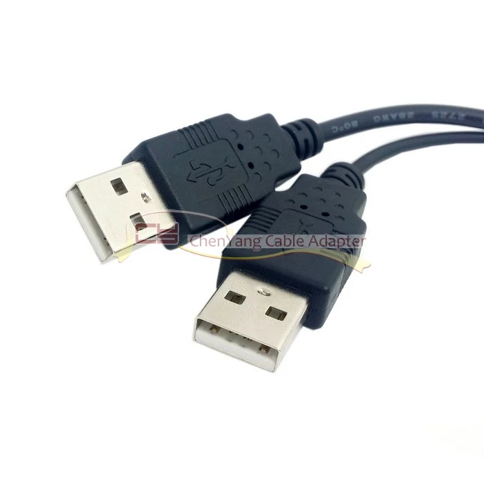 CY Black USB 2.0 Female A to Dual Male Extra Power Data Y Extension Cable for 2.5&quot Mobile Hard Disk | Компьютеры и офис