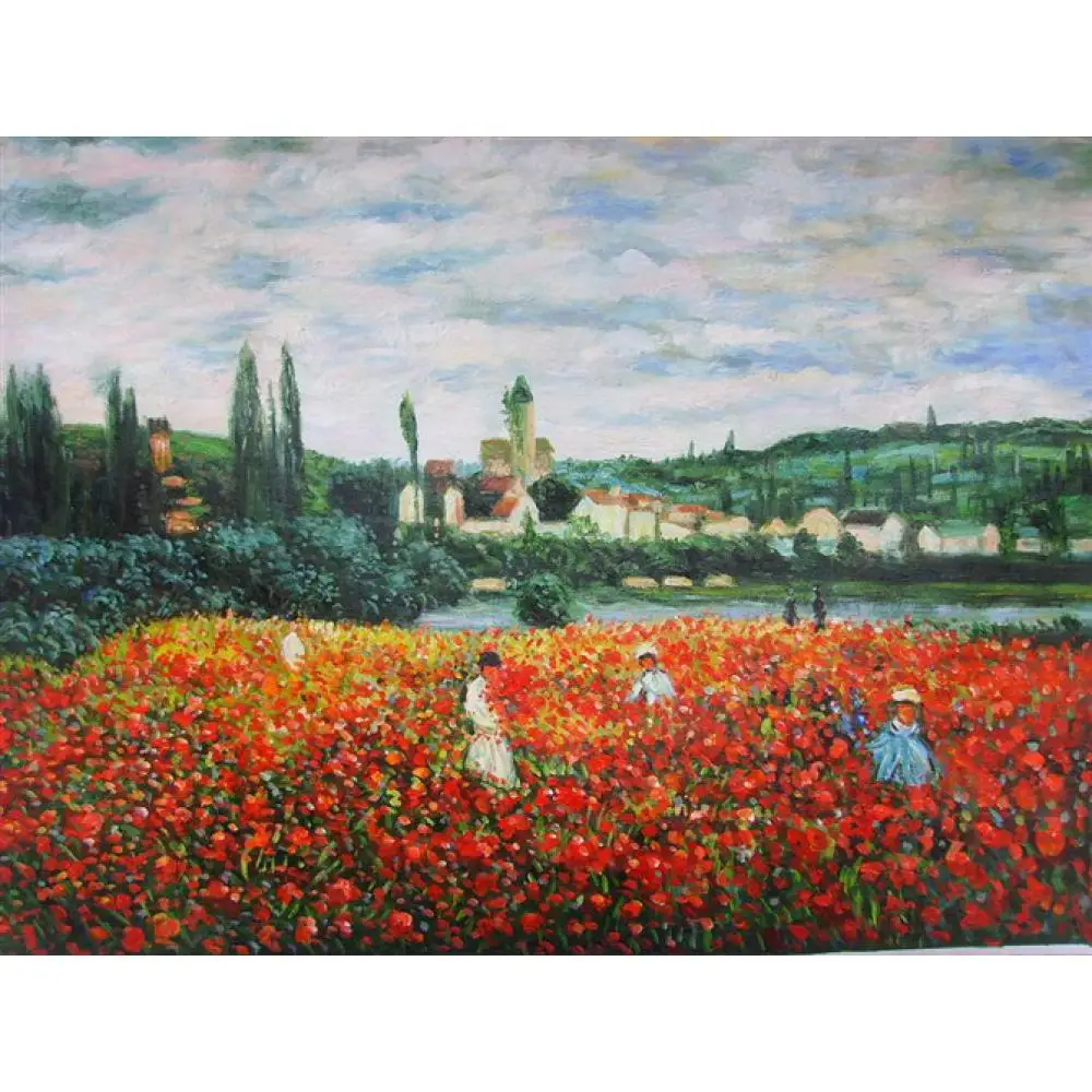 Репродукции картин Клода Мона на холсте Poppy поле возле Vetheuil ручная роспись стены