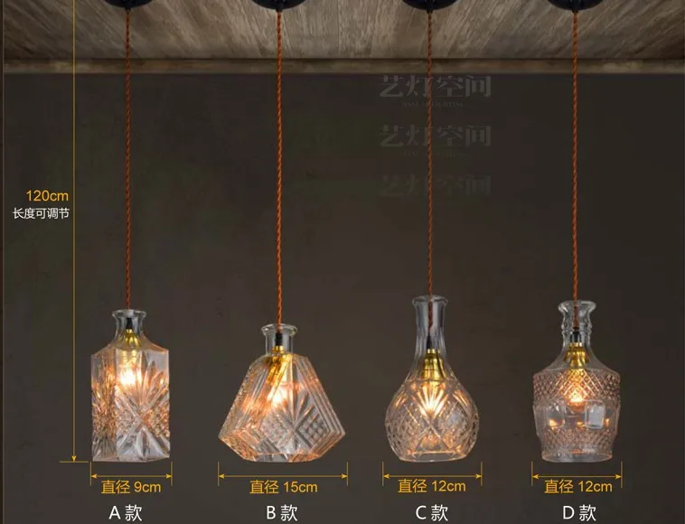 Светодиодный подвесной светильник в американском стиле с дизайном бутылки