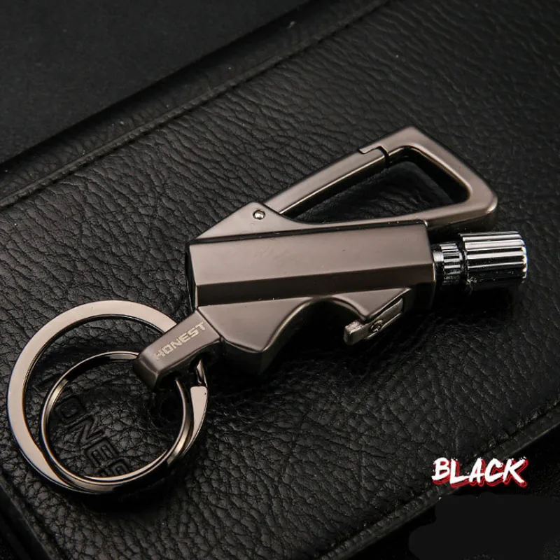 black Креативная Зажигалка-брелок для мужчин керосиновая масляная Зажигалка пламя из нержавеющей стали Зажигалка фонарь миллион спичек брелок - Цвет: black
