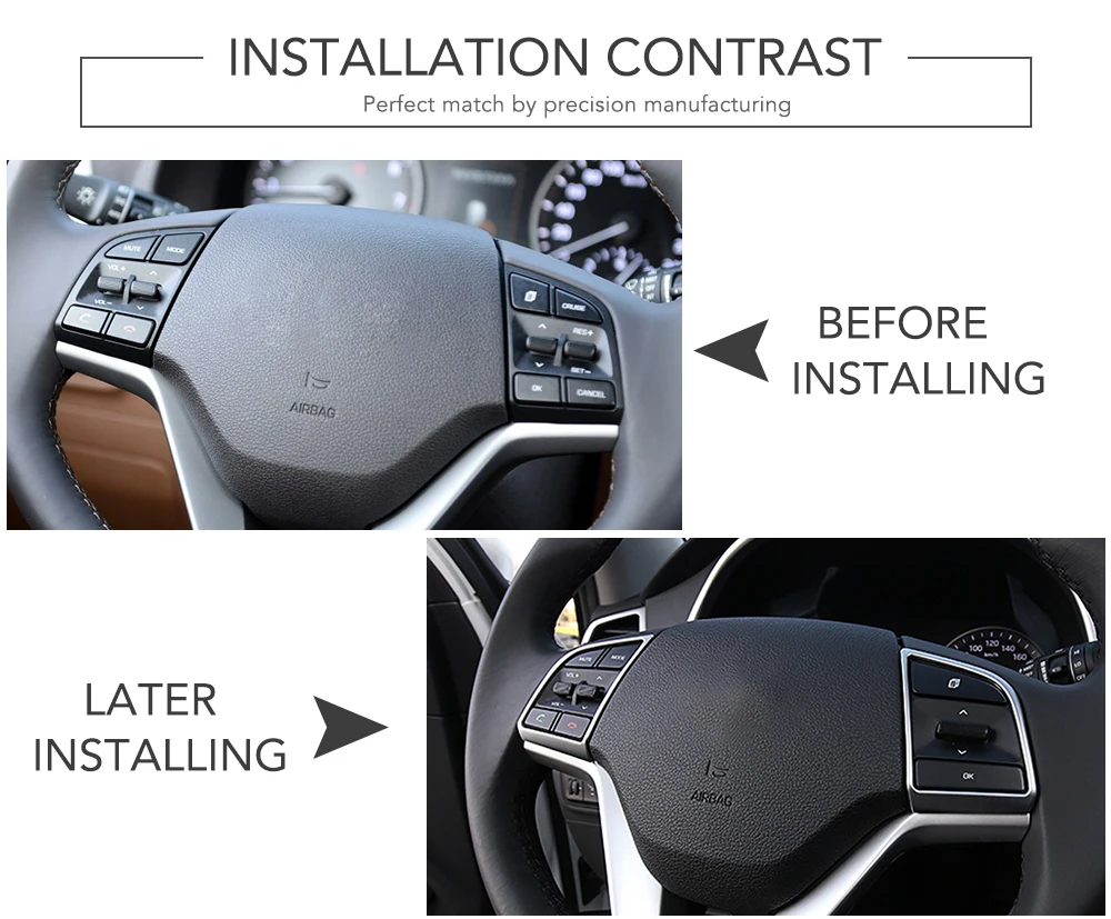 2 шт./компл. Автомобильный руль блестки покрытие отделка интерьера для Hyundai Tucson 2015