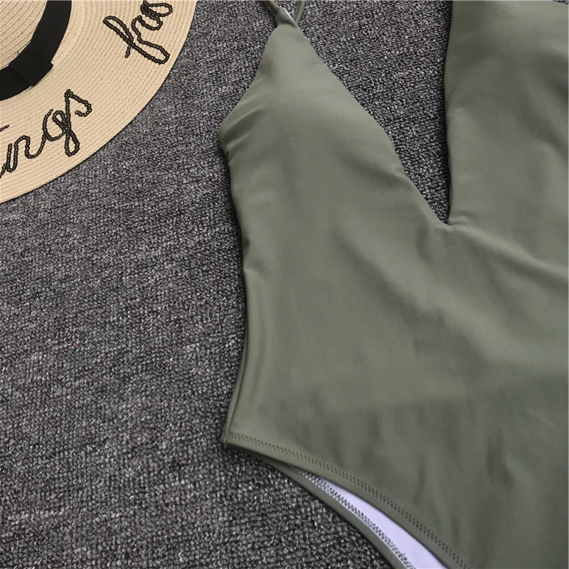 Горячие купальники для женщин 2019 купальный костюм сексуальный простой зеленый