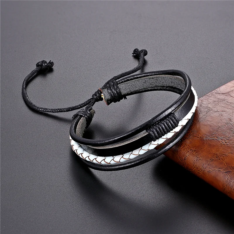 1 шт. многослойный модный плетеный мужской кожаный браслет в стиле панк ювелирные