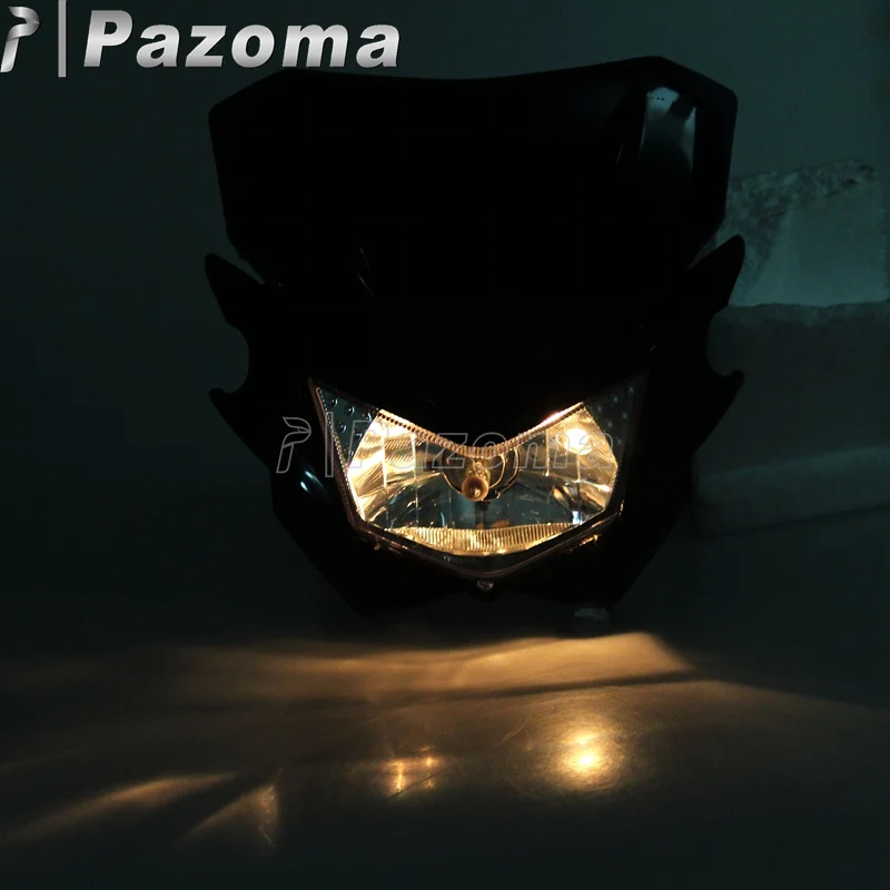 Передняя фара мотоцикла PAZOMA Motorcross черная уличный велосипед внедорожник для KLX mrxr