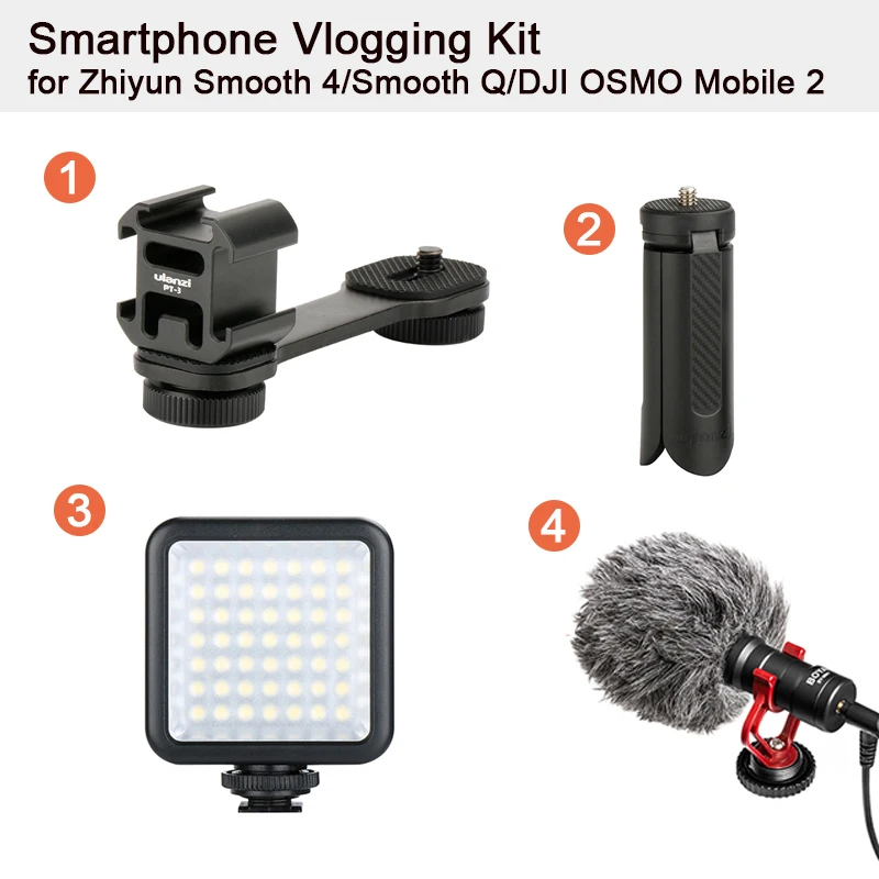 Ulanzi Smartphone Vlogging Kit with Professional Recording Microphone for iPhone Samsung Nikon DSLR Youtube Vlogging Video Gear