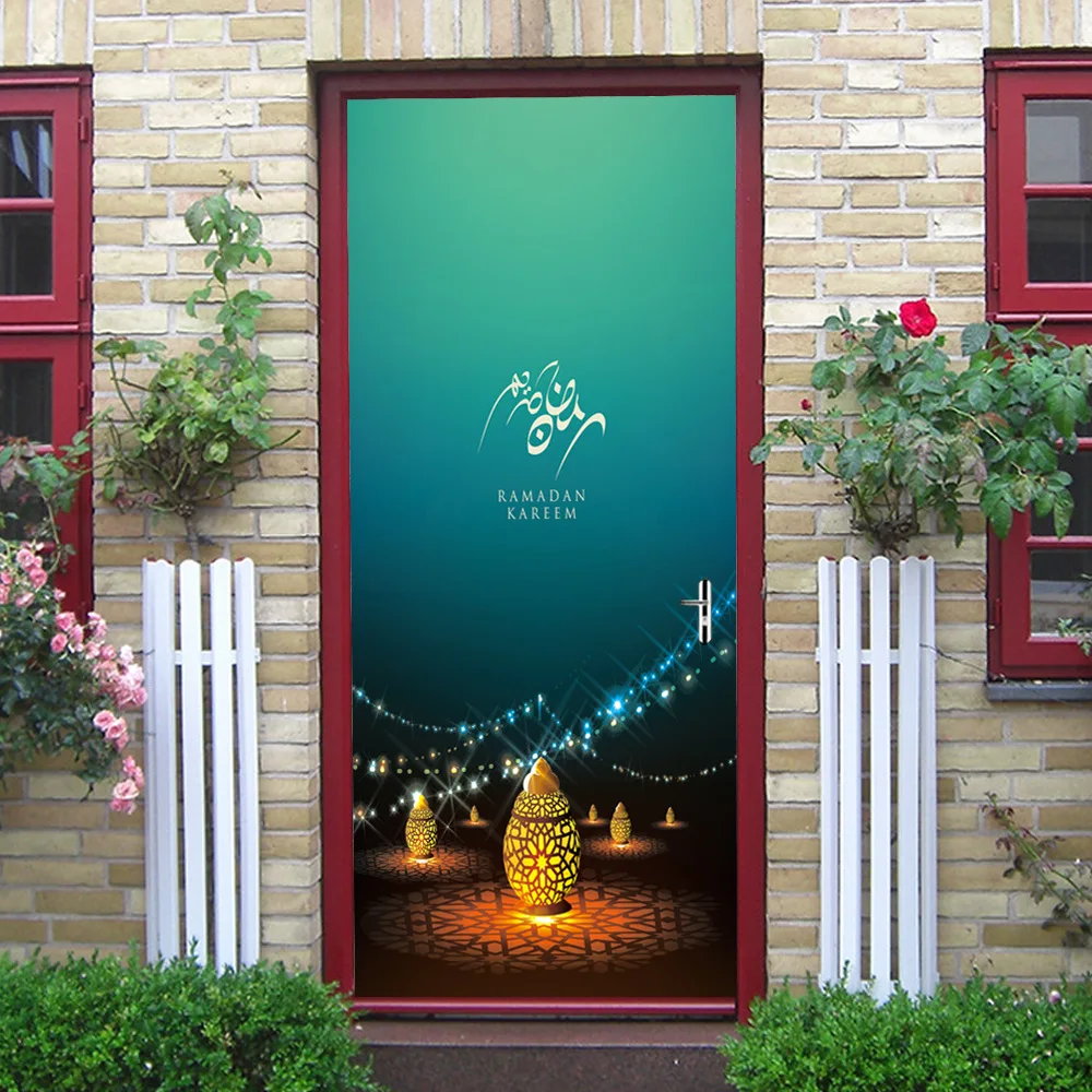 Фото 3D наклейка на дверь мусульманского фестиваля обои книжный шкаф наклейки стену