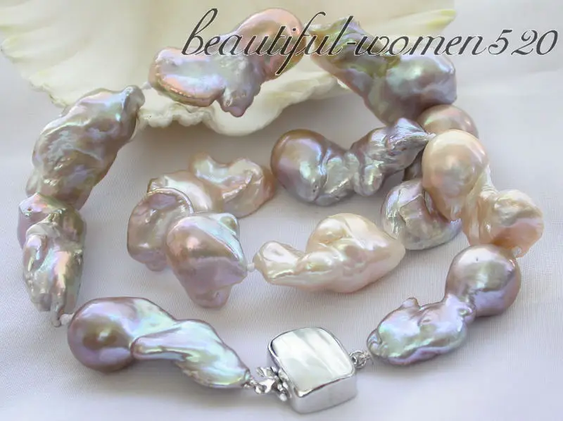 

Z3550 A+huge 35mm nature multicolor keshi reborn pearl necklace