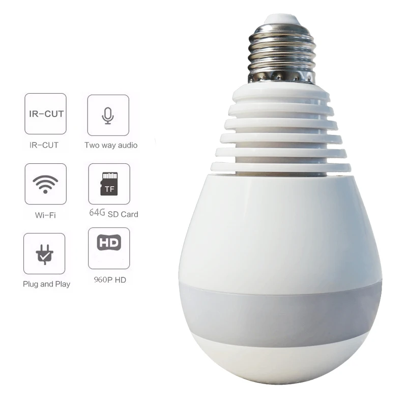 960P Mini Panoramic Camera 360 degree Wireless IP Bulb Light FishEye Smart Home 1.3MP Security WiFi | Безопасность и защита