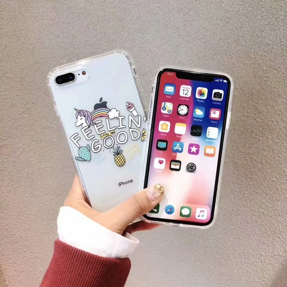 Милый Радужный Единорог ТПУ чехол для телефона iPhone XS Max мягкий TPU XR X 8 7 6 S Plus |