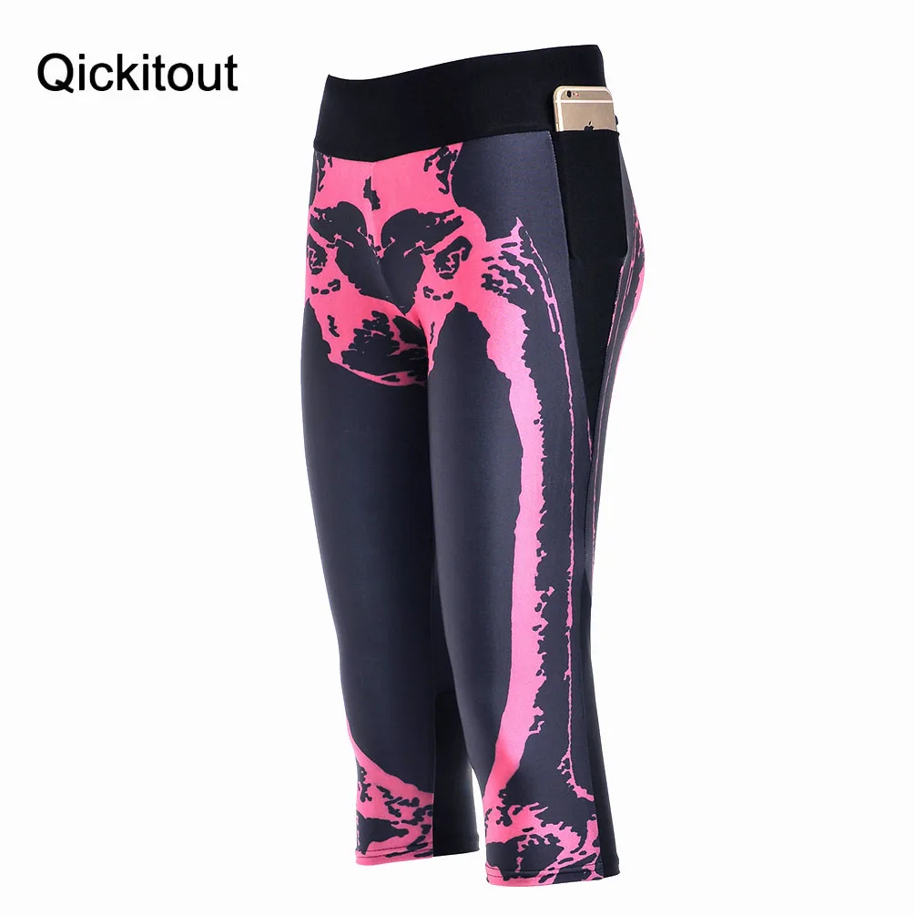 Модные женские брюки с 7 точками Новые укороченные штаны красным скелетом и