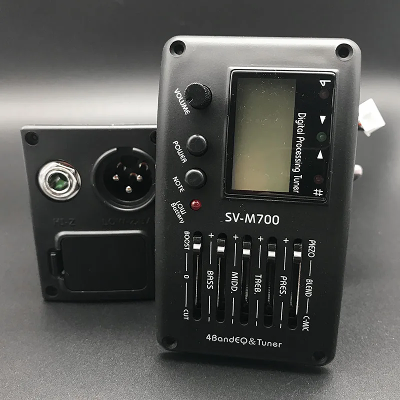 SV-M700 4 Band Acoustic Guitar Preamp with Microhone Folk Guitarra Piezo Pickup Equalizer with Tuner Guitar Accessories Free Shipping - Color: SV-M700