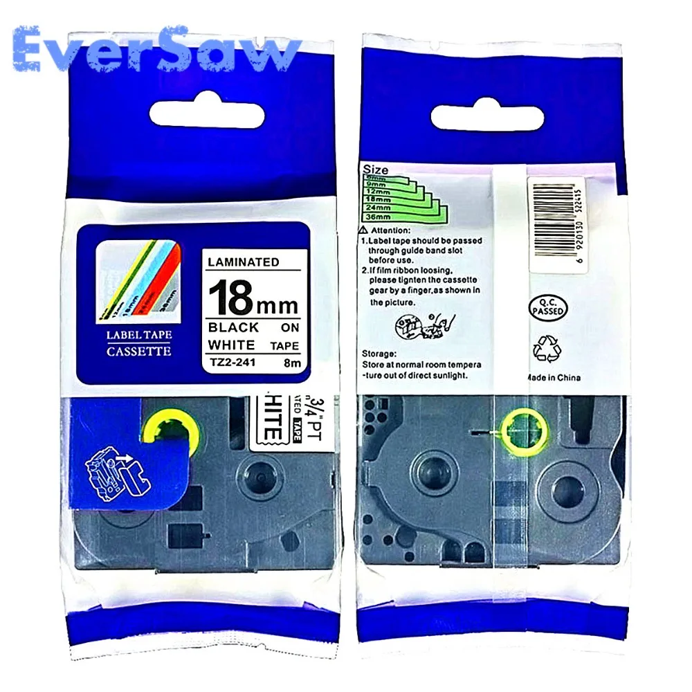 40pcs/lot TZE-241 18mm*8M tze-241 tze 241 tze241 TZ241 TZ2-241 for brother p touch printer label maker cassette | Офисная