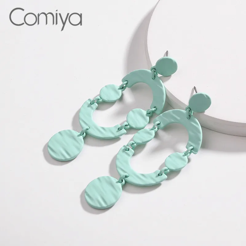 Бренд Comiya серьги из цинкового сплава для женщин зеленый цвет простые длинные