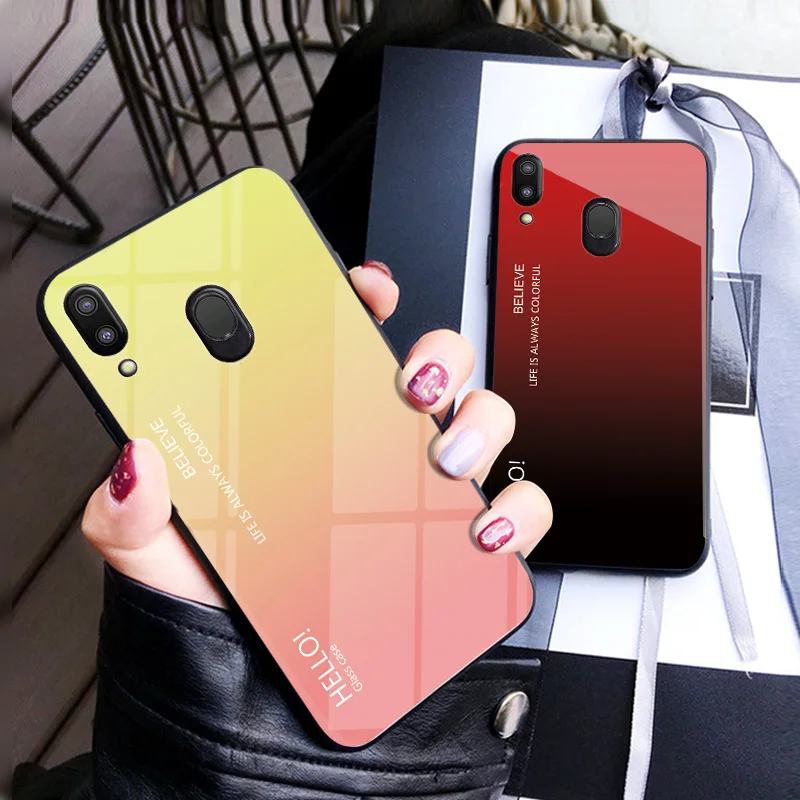 Чехол из закаленного стекла для Samsung Galaxy Note 10 5G M20 M10 S10 Plus S9 S10e A7 2018 A750 J6 J4 Aurora